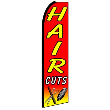 Haircuts - Red Advertising Feather Flag Banner Haircuts - Red Advertising Feather Flag Banner