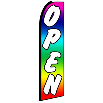 Open - Rainbow Advertising Feather Flag Banner Open - Rainbow Advertising Feather Flag Banner