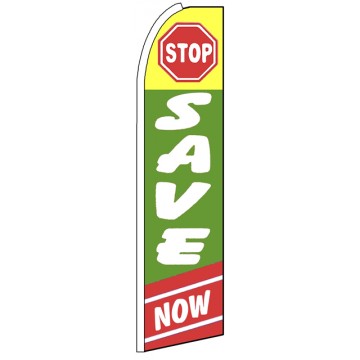 Stop Save Now - Green Feather Flag Banner Stop Save Now - Green Feather Flag Banner